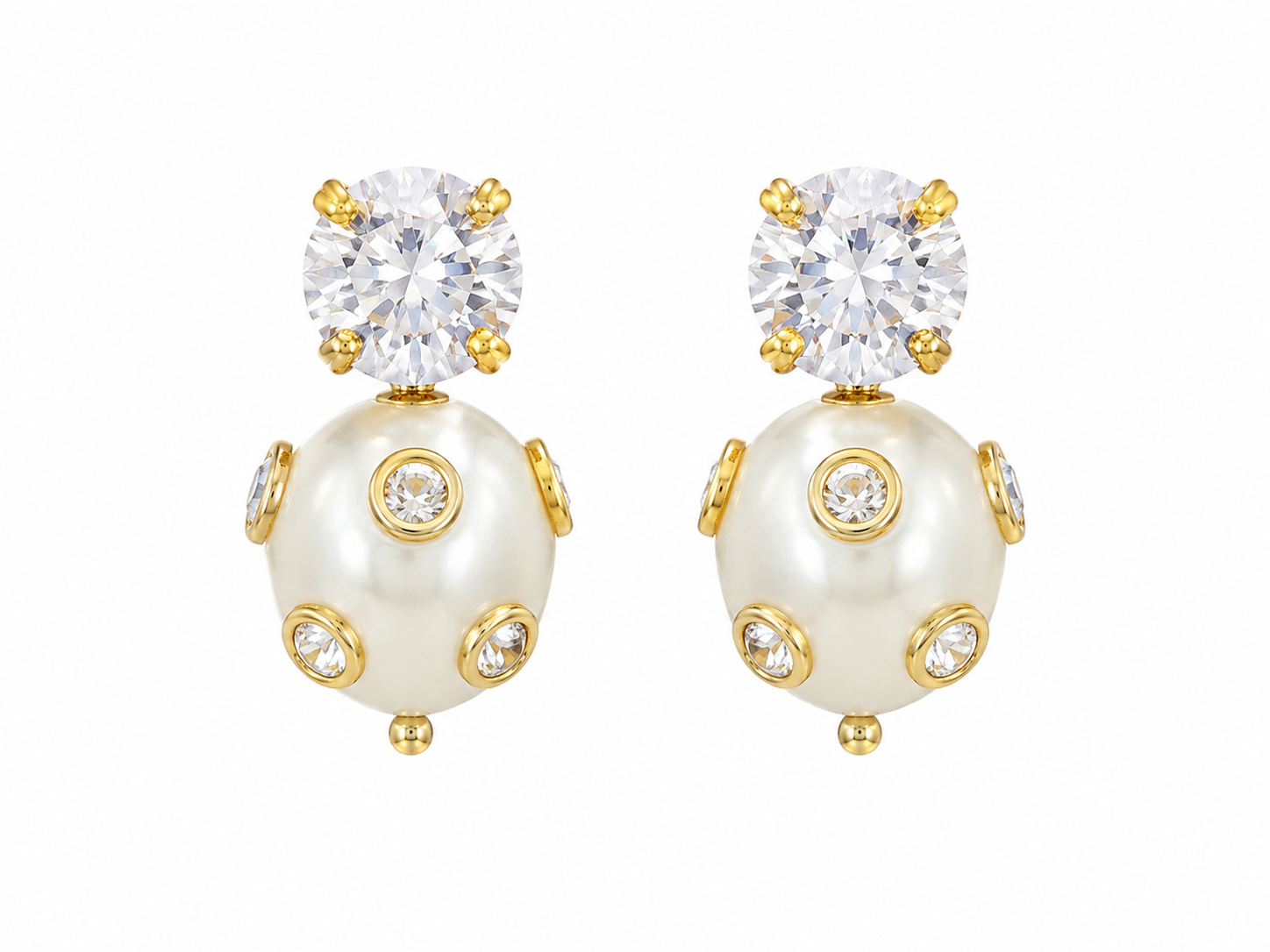 ROUND PEARL STUDS CLEAR