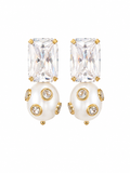 OCTAGON PEARL STUDS CLEAR