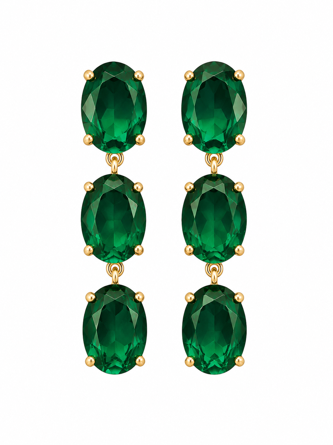 EMERALD TRIPLE DROP EARRING