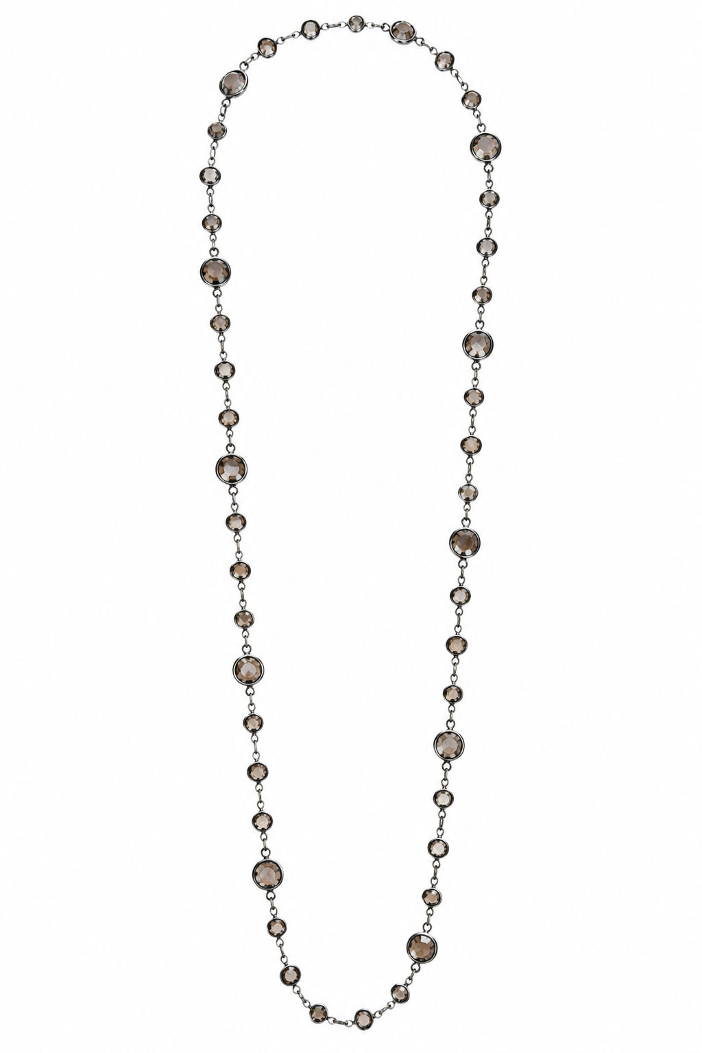 THIN GUNMETAL CRYSTAL CHAIN