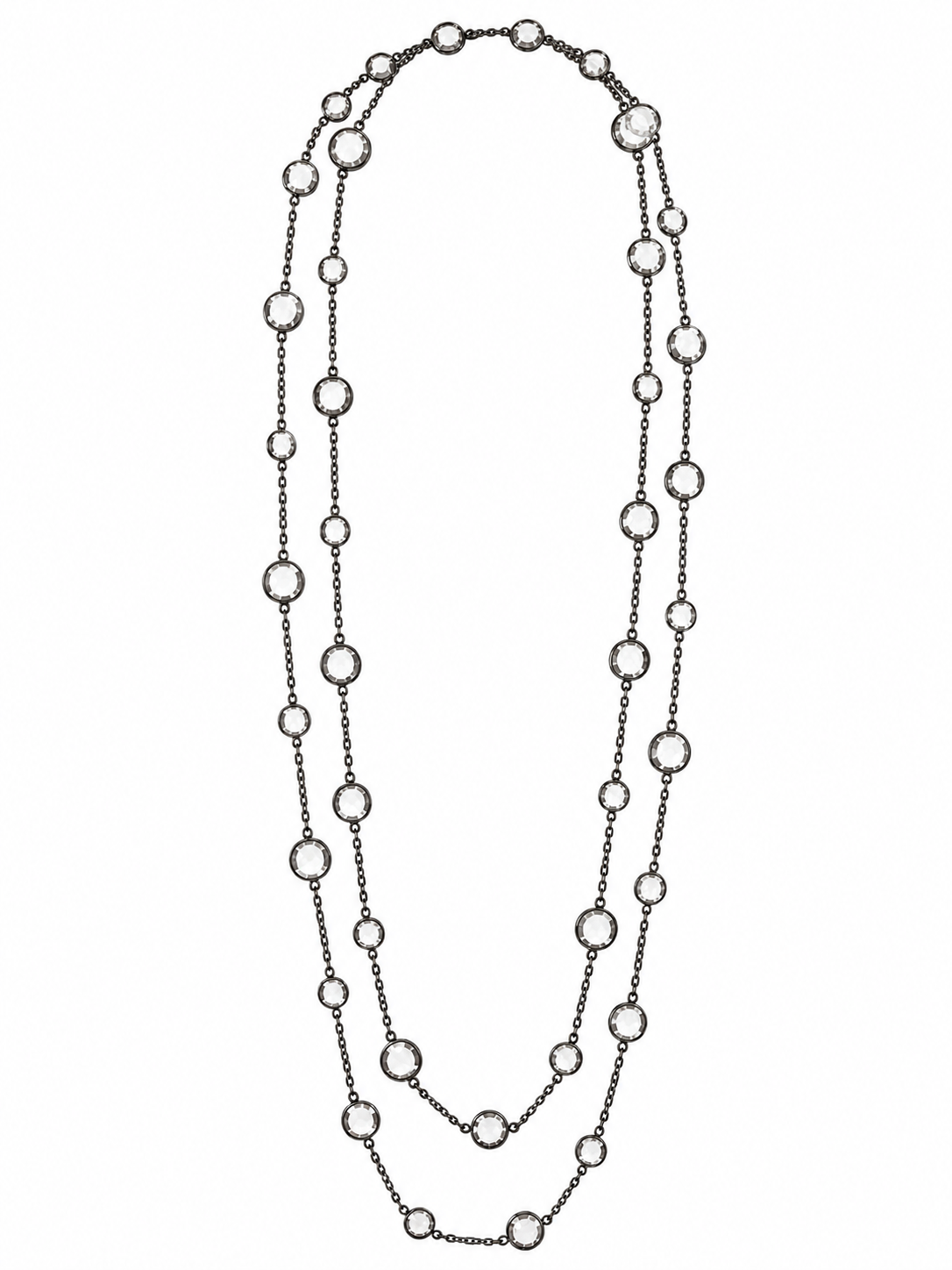 DOUBLE LAYER GUNMETAL CRYSTAL CHAIN