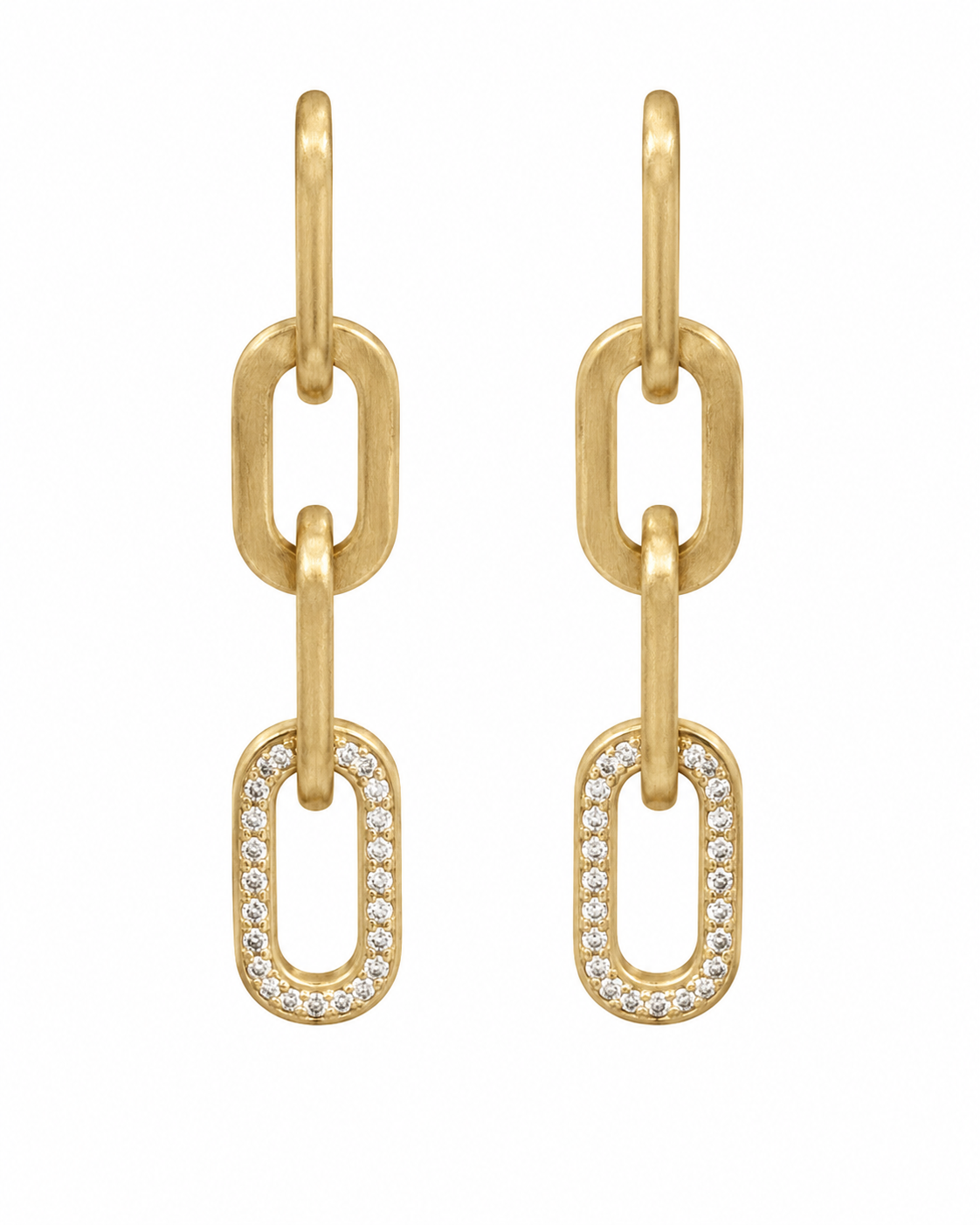 GOLD PAVE RICO CHAIN EARRINGS