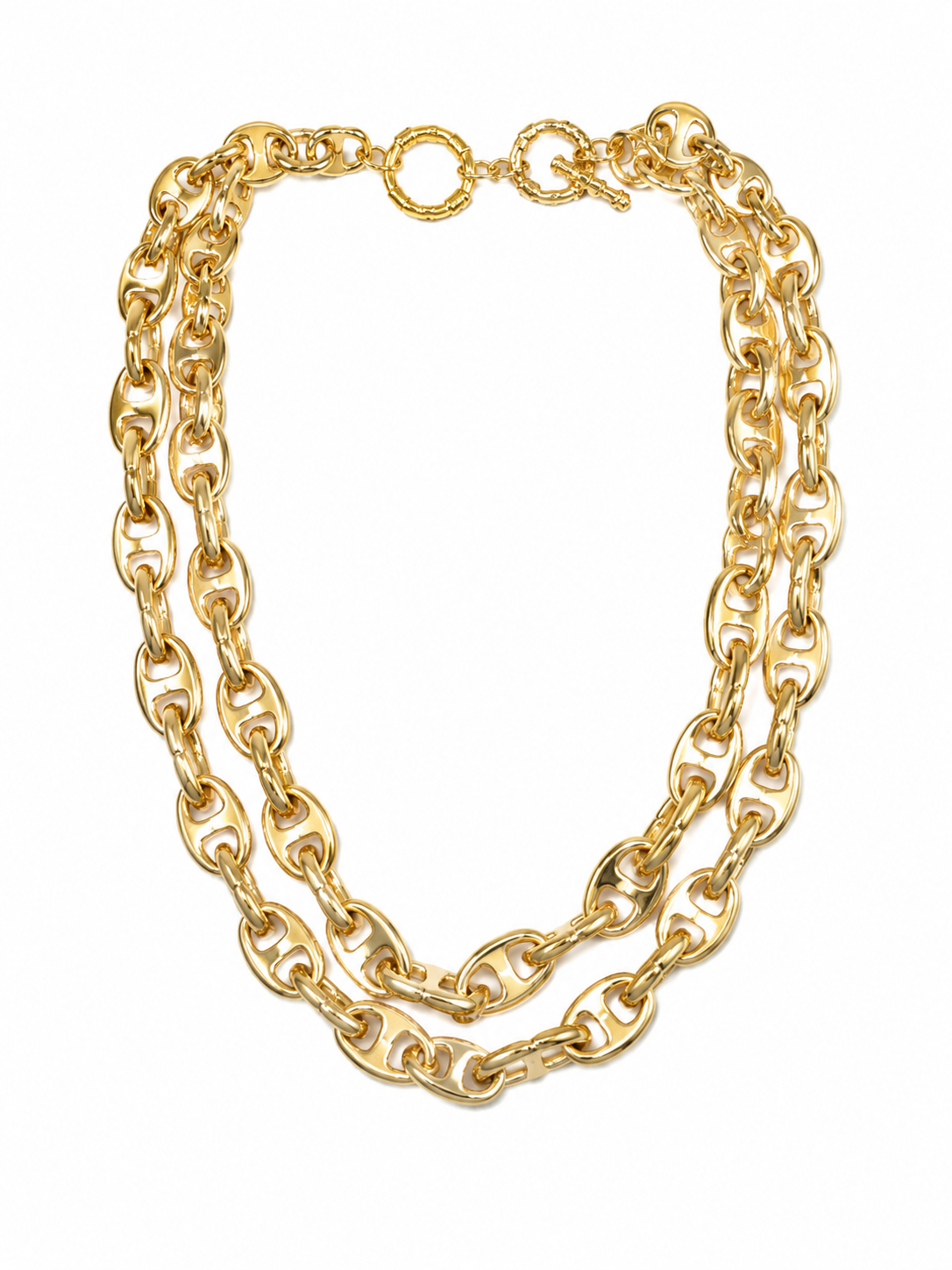 GOLD LINK 2 STRAND NECKLACE