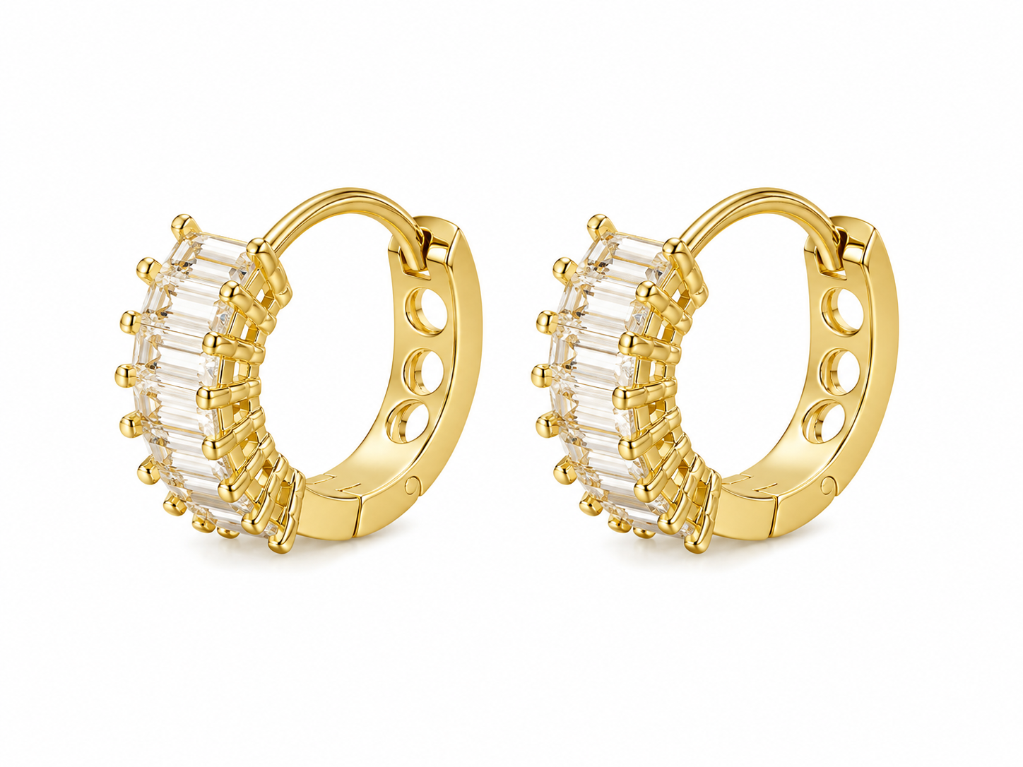 GOLD/CLEAR EMERALD CUT HUGGIES
