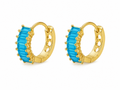 GOLD/TURQUOISE EMERALD CUT HUGGIES