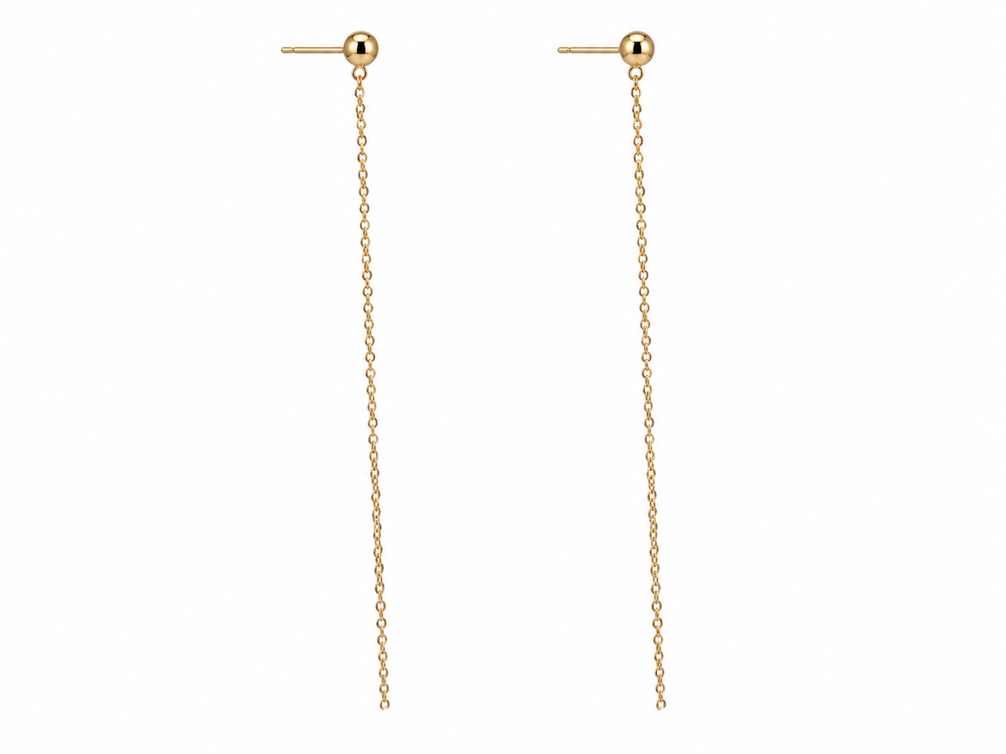 GOLD FILLED STUD CHAIN DUSTER EARRINGS