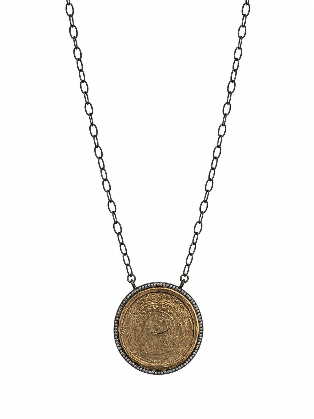 BRONZE DIAMOND DISK NECKLACE