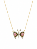 DIAMOND BUTTERFLY NECKLACE IN WATERMELON TOURMALINE