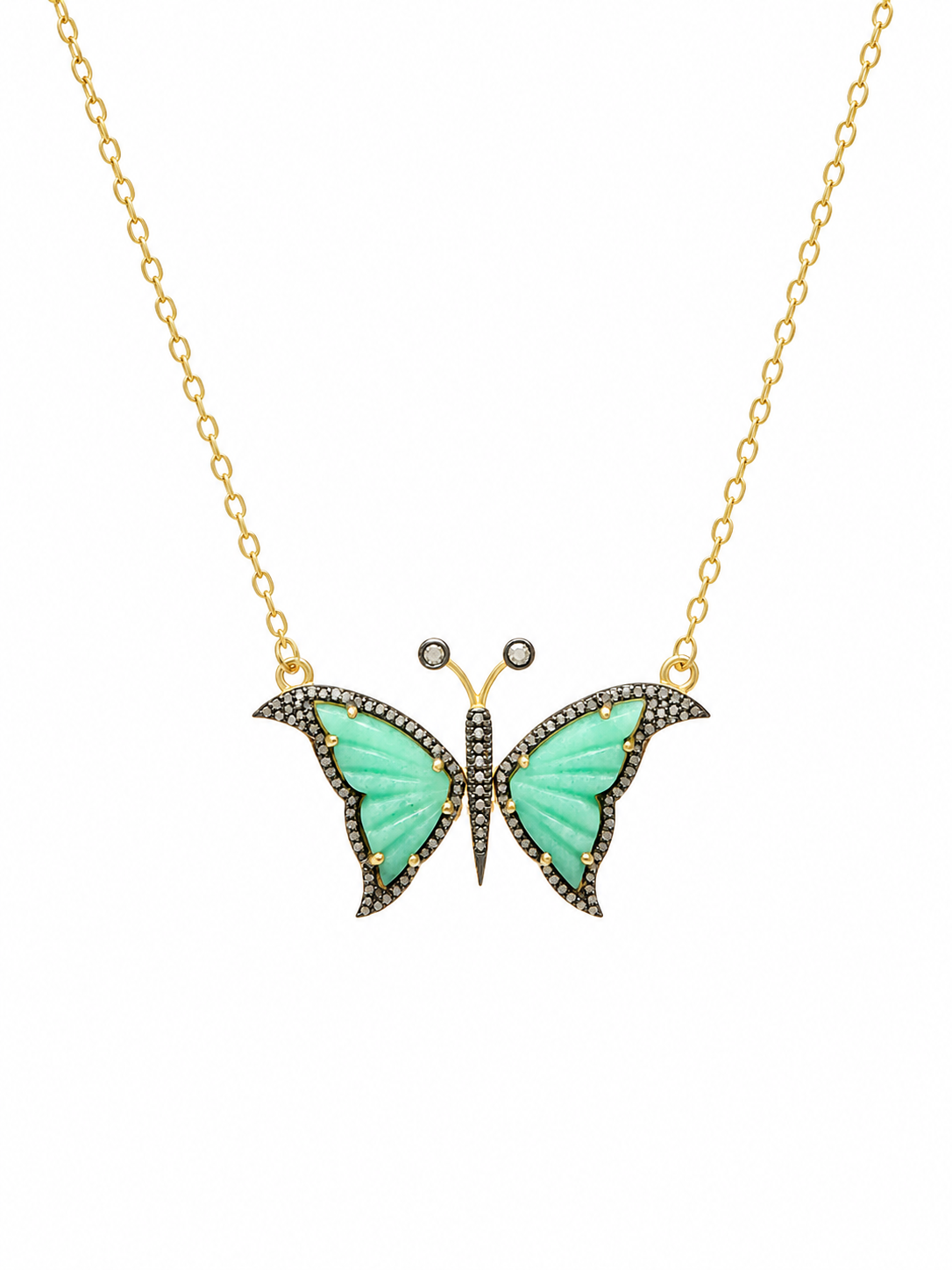 DIAMOND BUTTERFLY NECKLACE IN CHRYSOPRASE