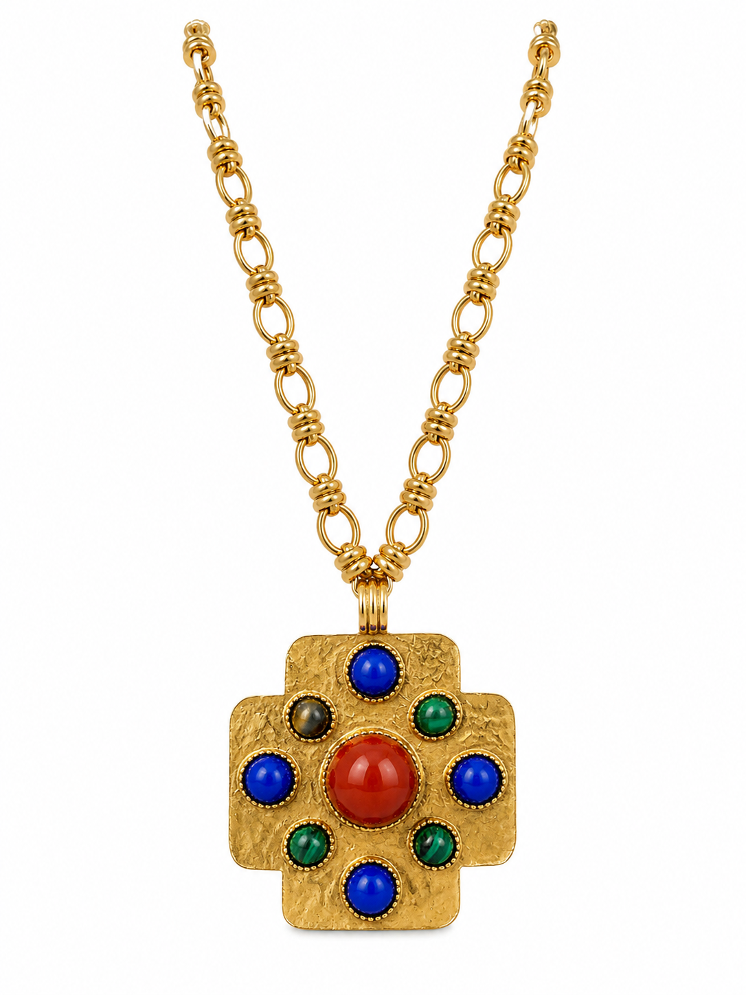 COLORFUL STONE CROSS NECKLACE