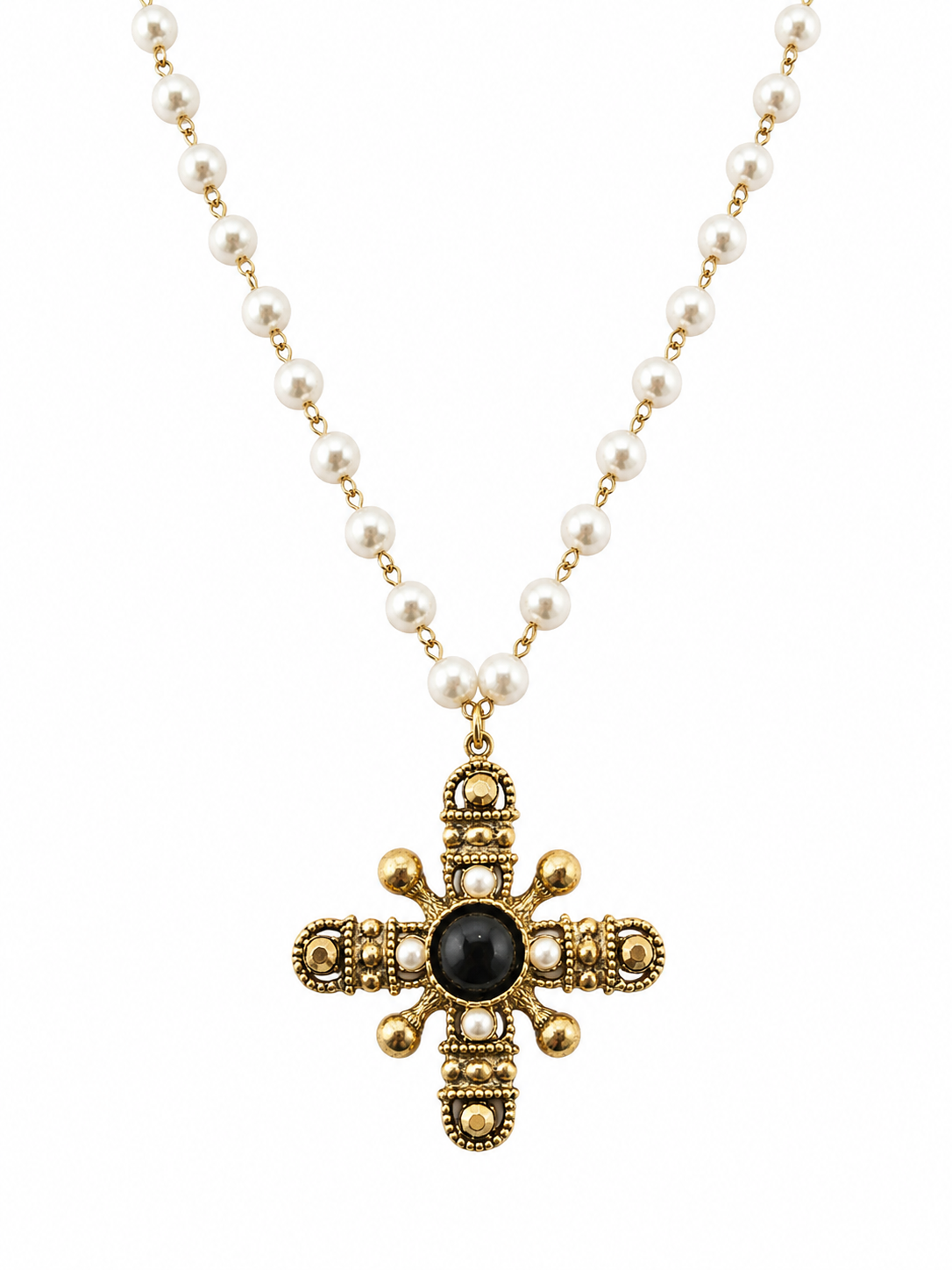 CROSS PEARL NECKLACE