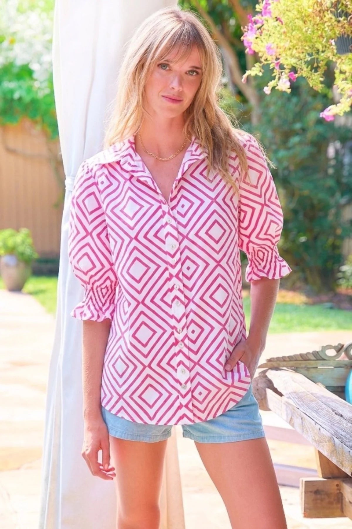 SIRENA SHIRT MENDED DIAMOND PRINT