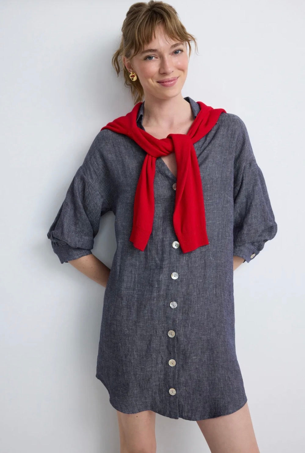 PHOEBE LANTERN SLEEVE SHIRTDRESS