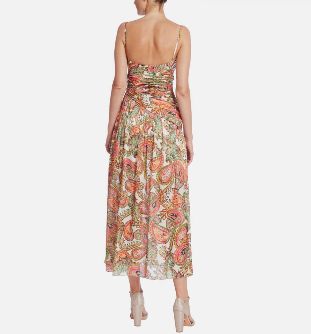 PAISLEY RUCHED MAXI DRESS
