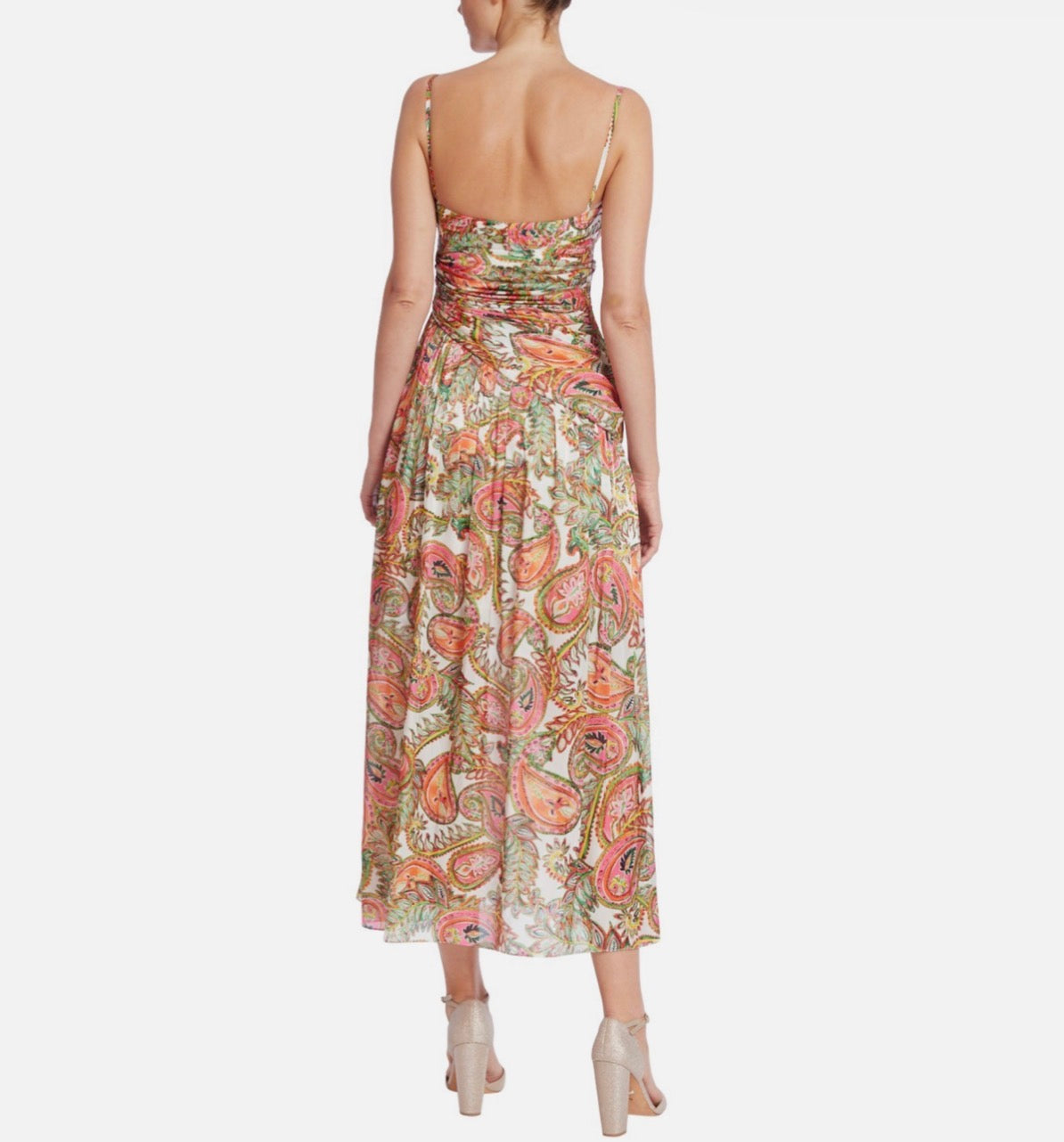 PAISLEY RUCHED MAXI DRESS