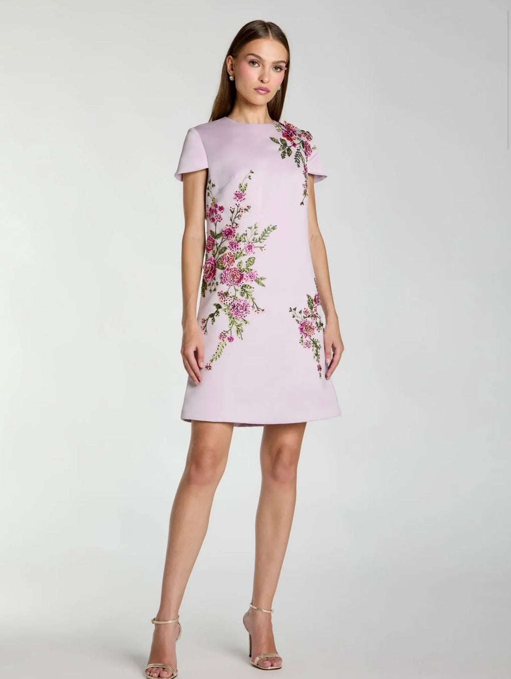 SATIN EMBROIDERED MINI A LINE