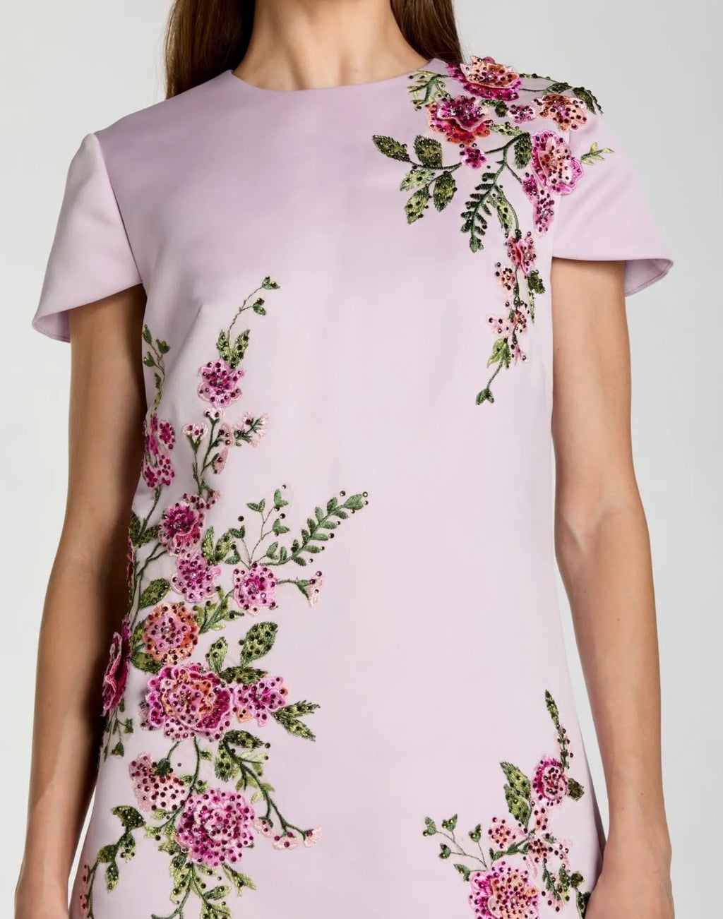 SATIN EMBROIDERED MINI A LINE