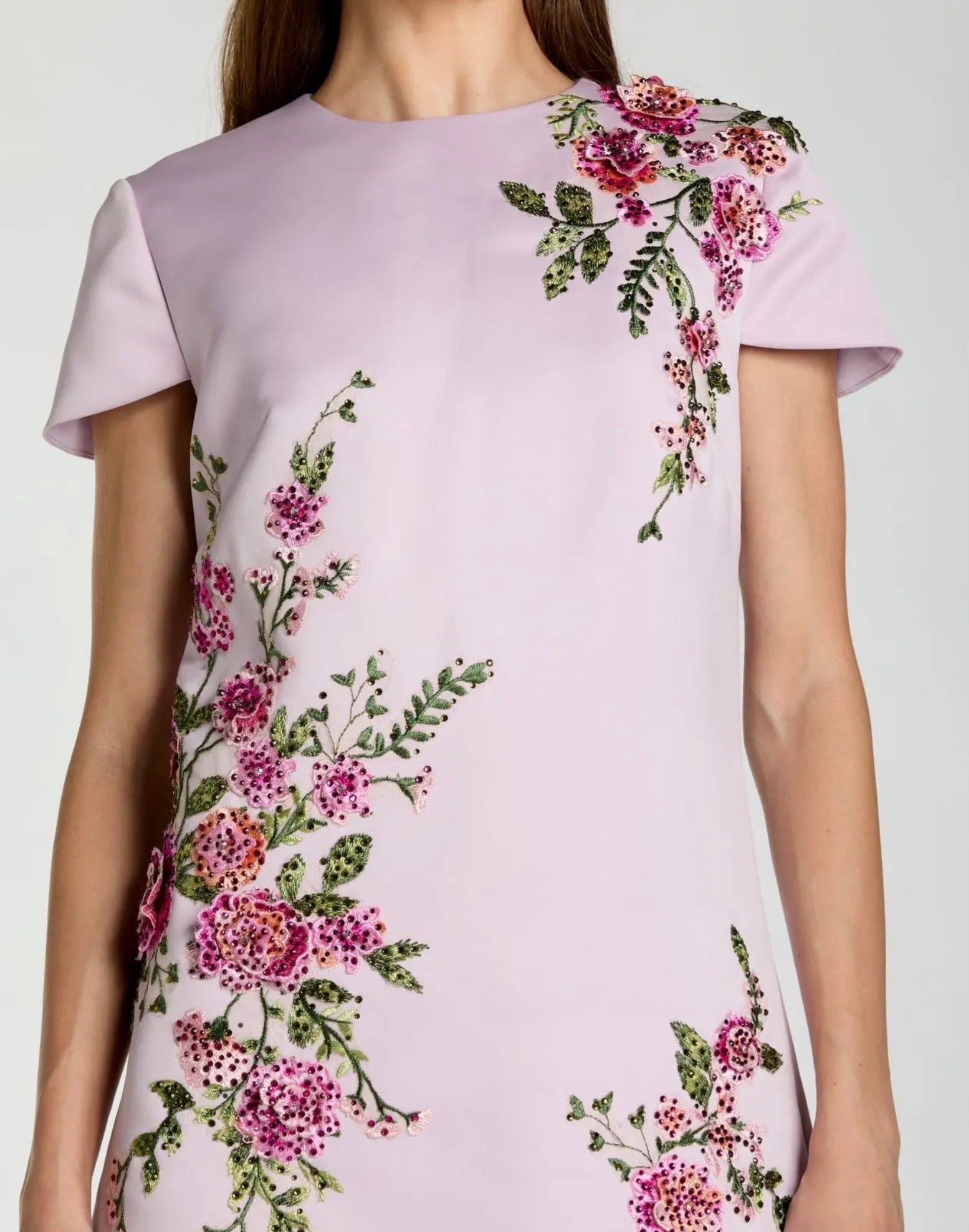 SATIN EMBROIDERED MINI A LINE