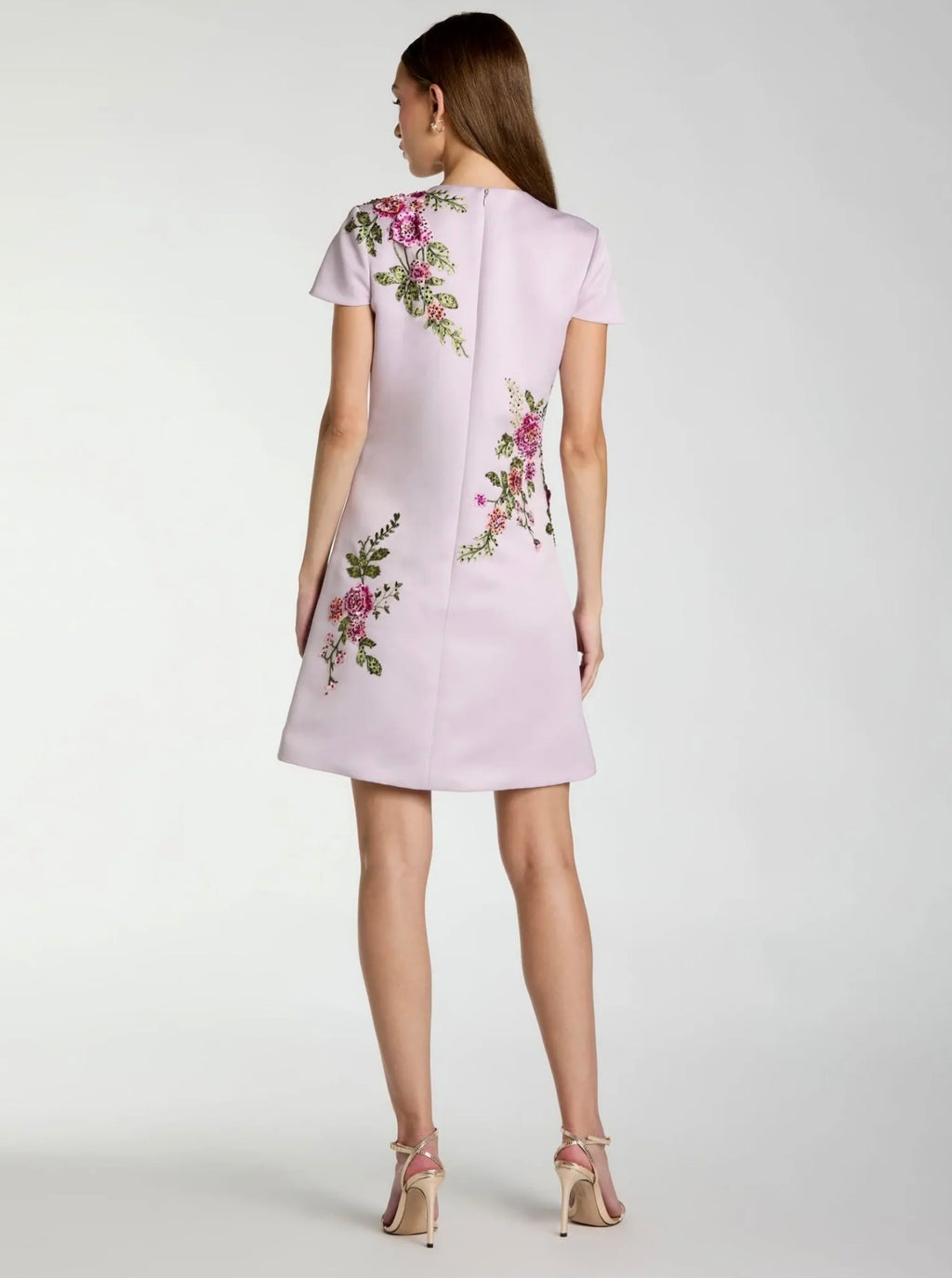 SATIN EMBROIDERED MINI A LINE