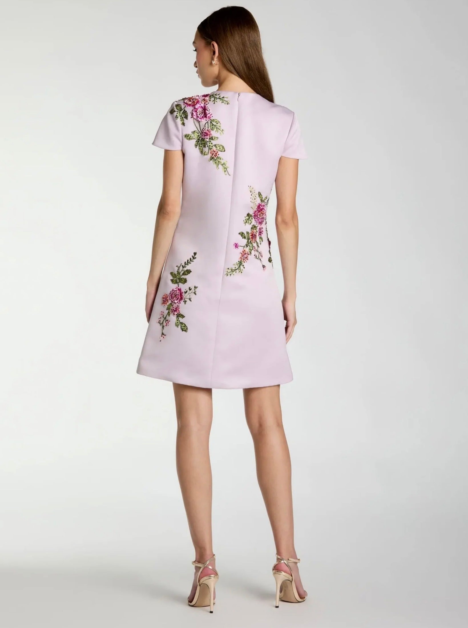 SATIN EMBROIDERED MINI A LINE