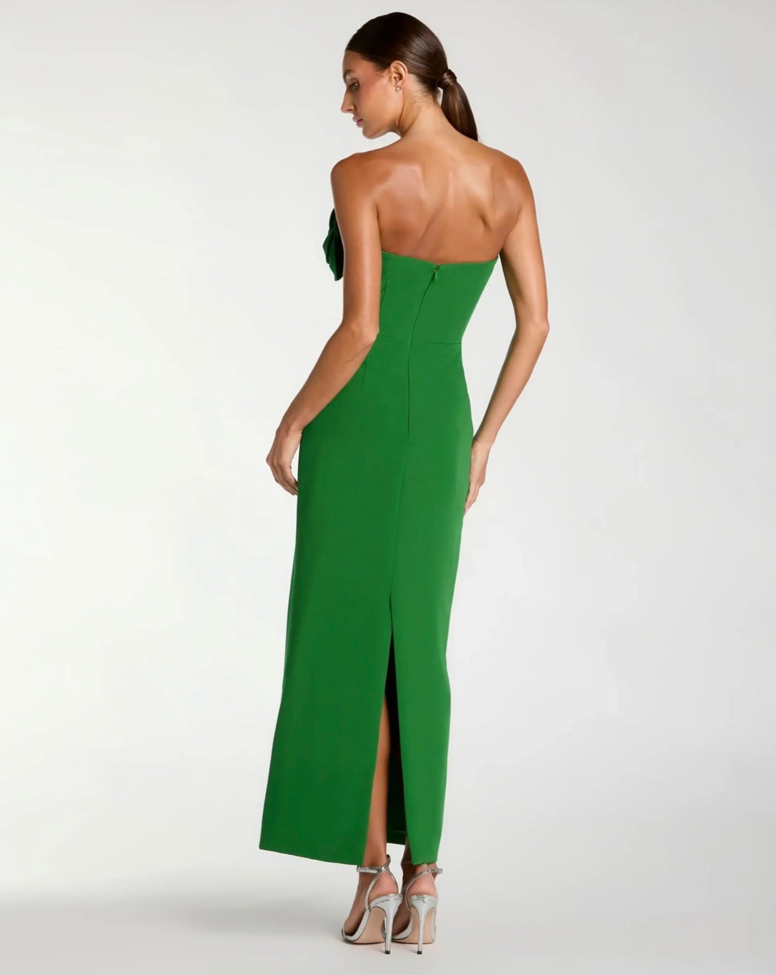 CREPE STRAPLESS MIDI 3D FLOWER