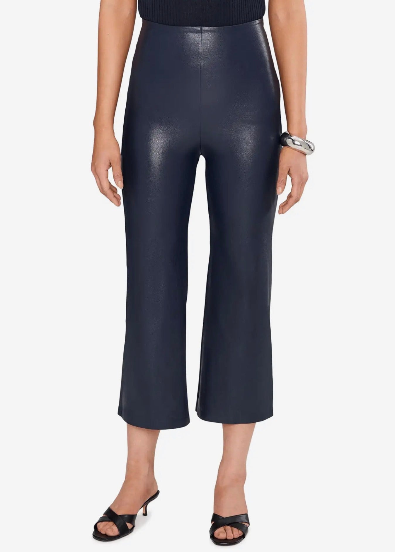 FAUX LEATHER CROPPED FLARE