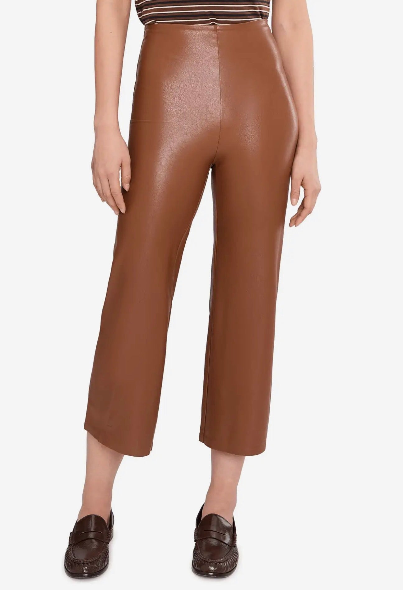 FAUX LEATHER CROPPED FLARE
