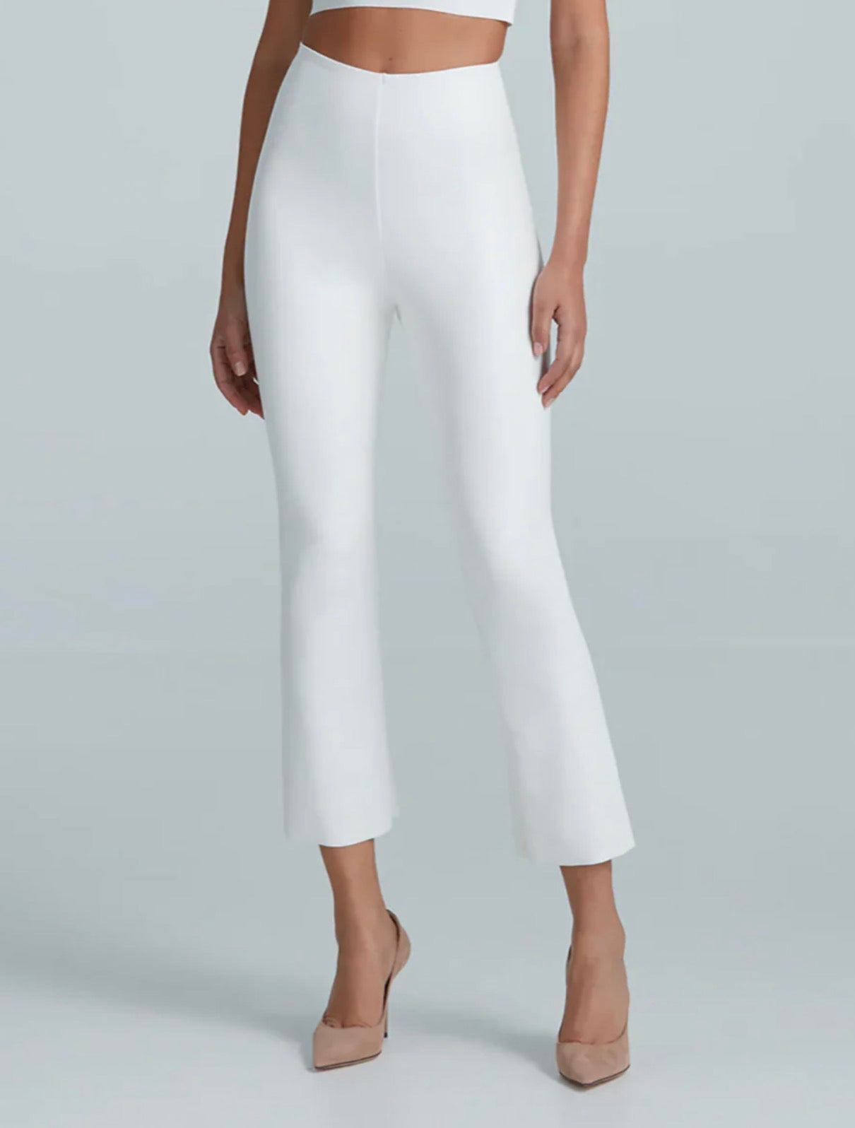FAUX LEATHER CROPPED FLARE