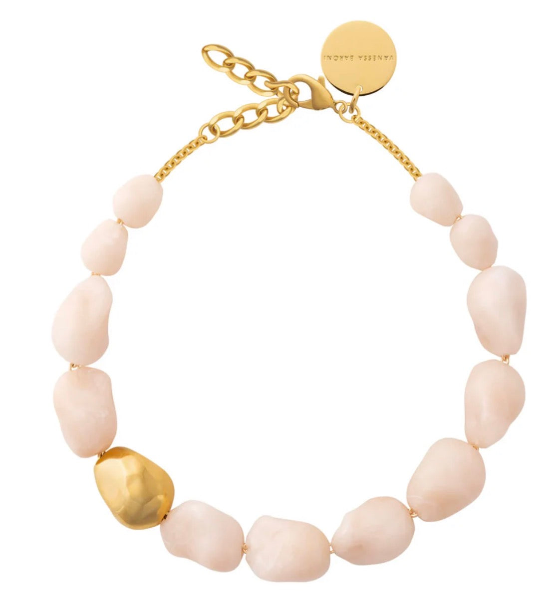 BIG ORGANIC PEARL NECKLACE GOLD LATTE MARBLE