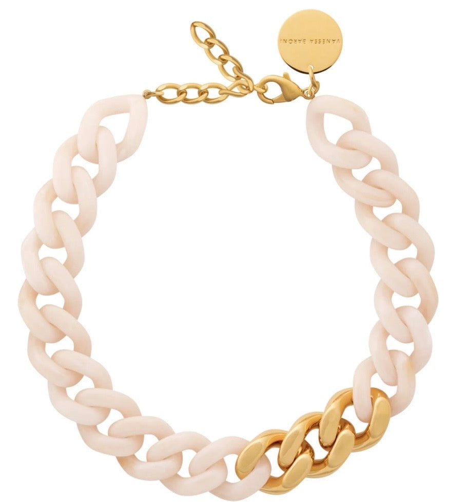 FLAT CHAIN NECKLACE GOLD LATTE