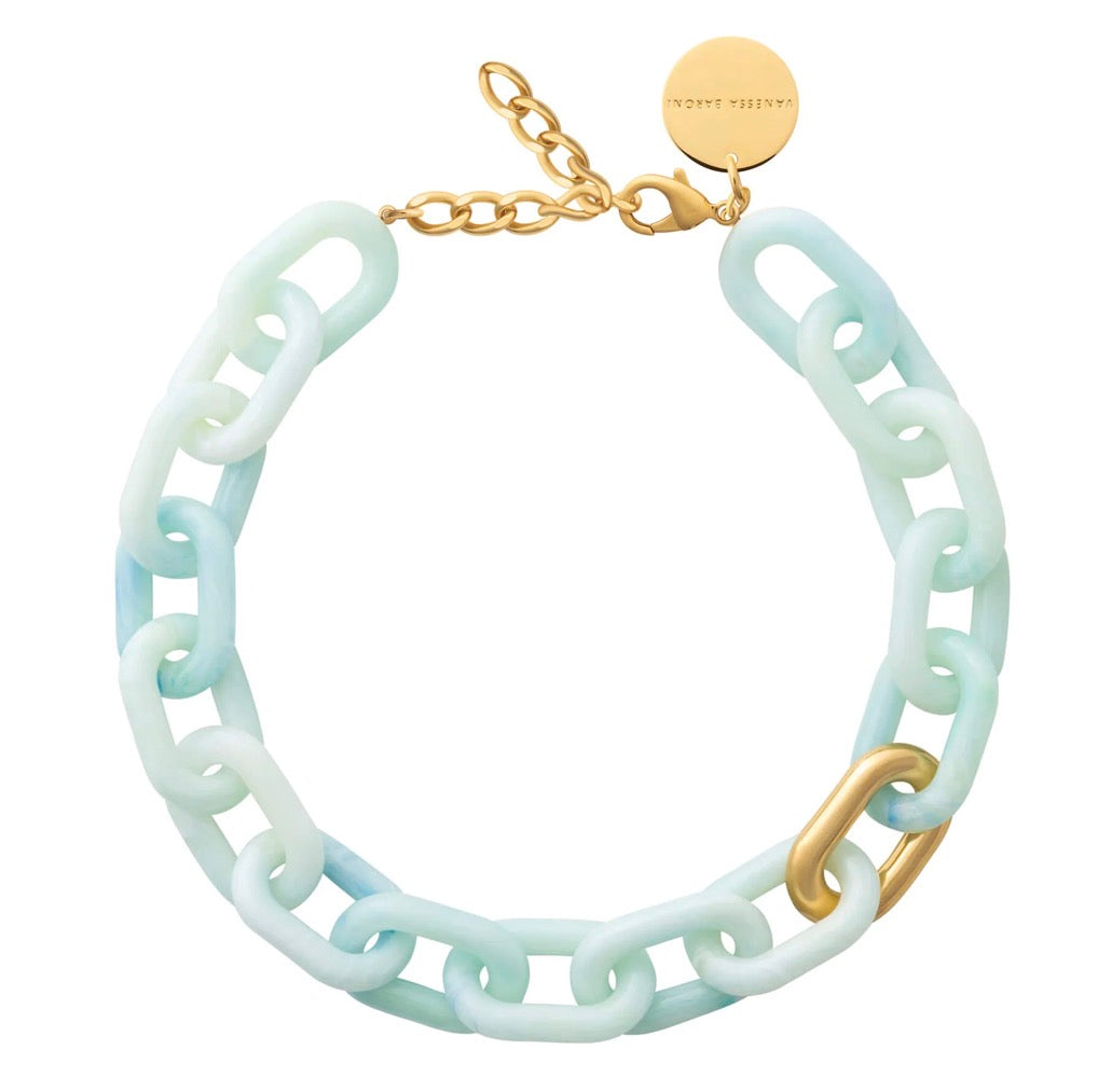 OVAL LINK CHAIN NECKLACE GOLD CLOUD MARBLE