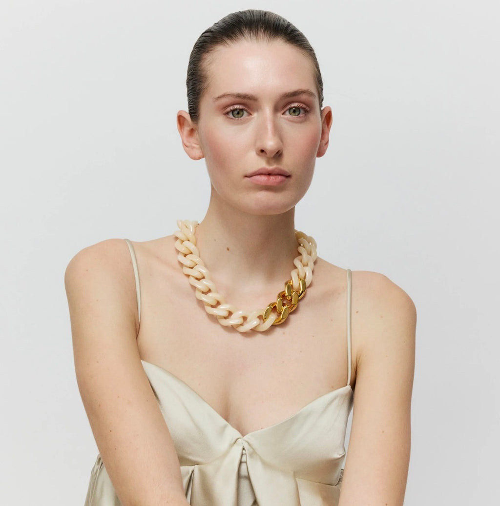 FLAT CHAIN NECKLACE GOLD LATTE