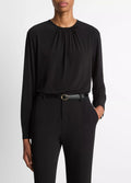 MATTE JERSEY GATHERED BLOUSE