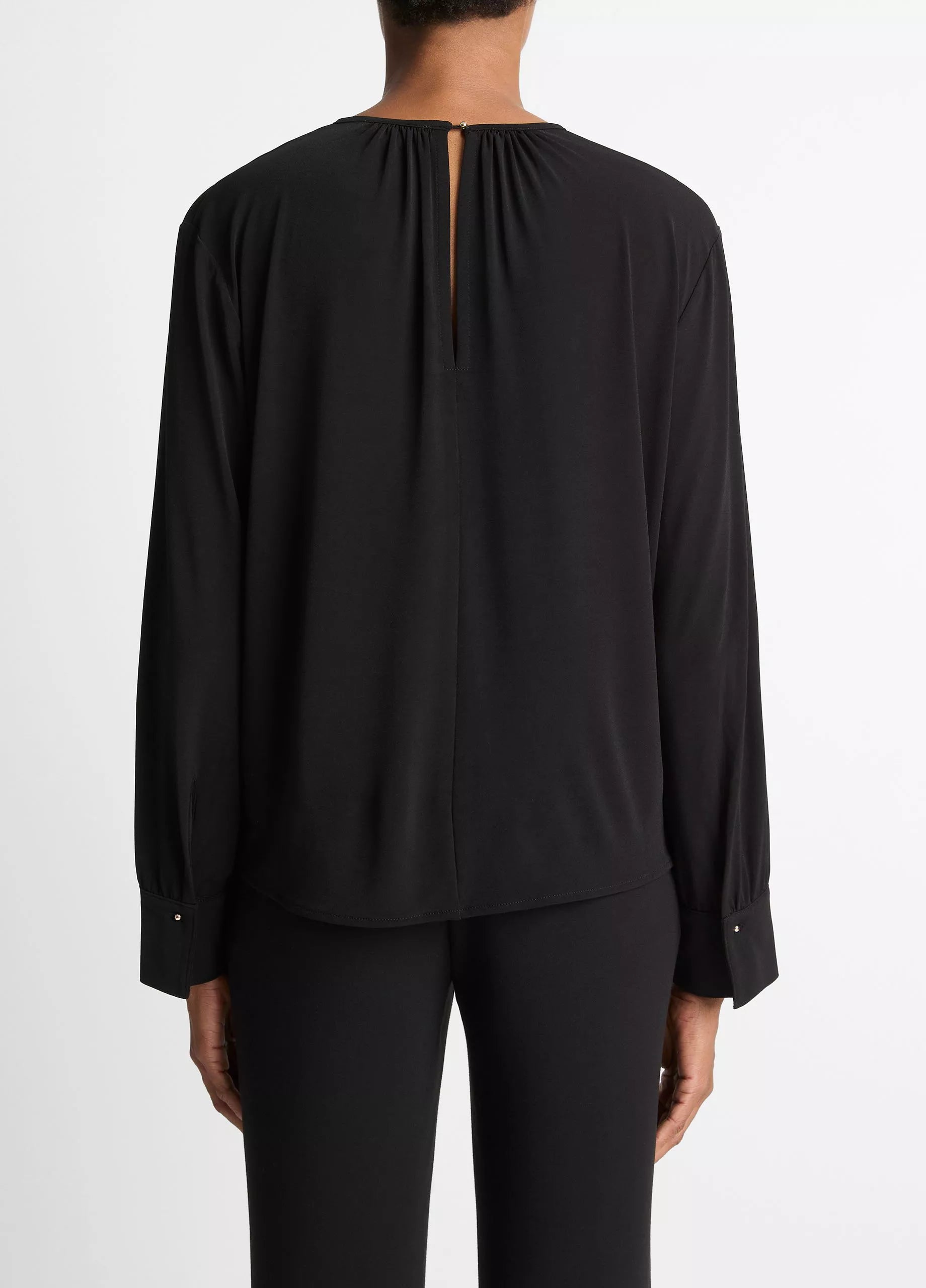 MATTE JERSEY GATHERED BLOUSE