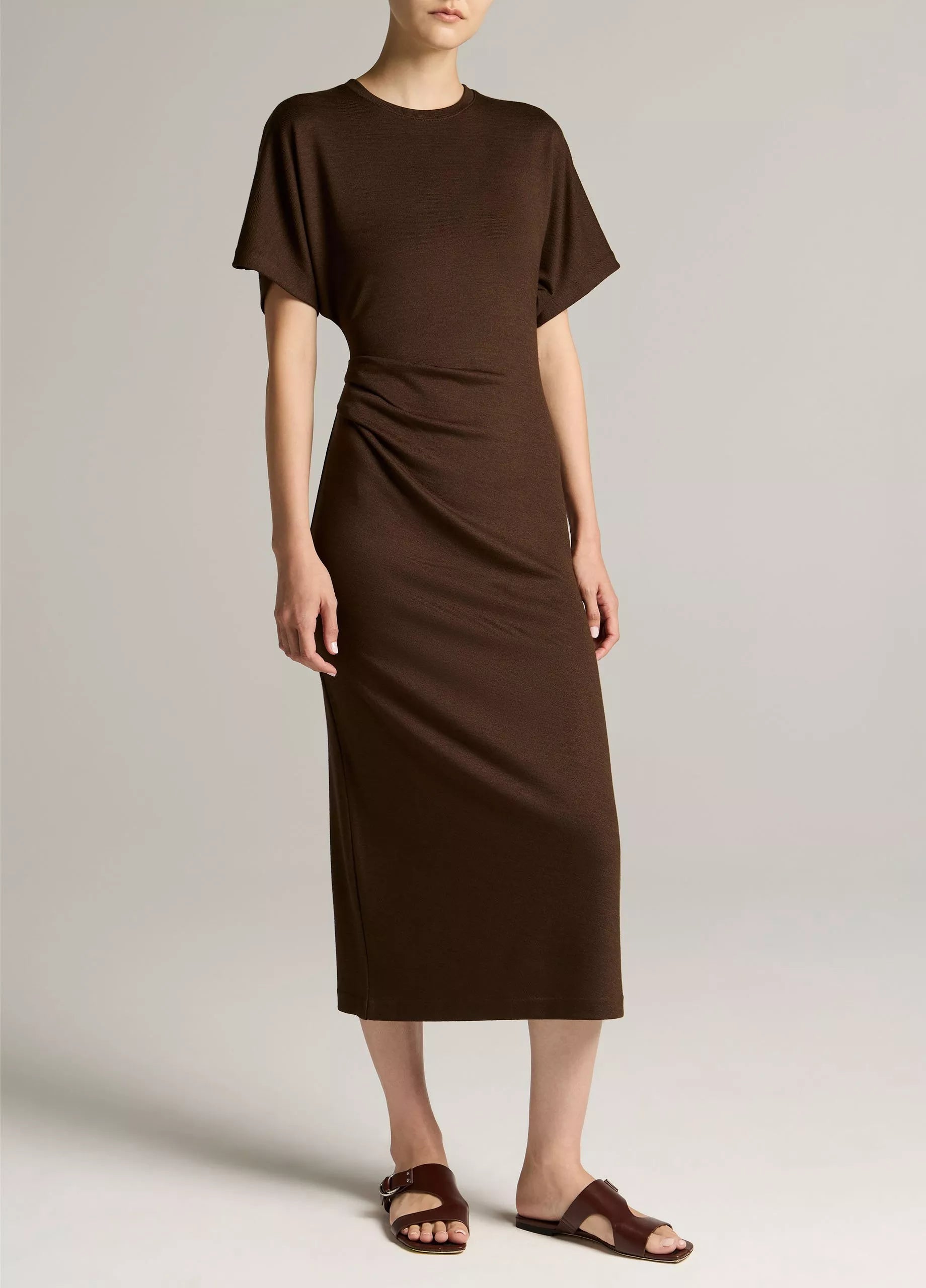 RUCHED-SIDE KNIT DRESS