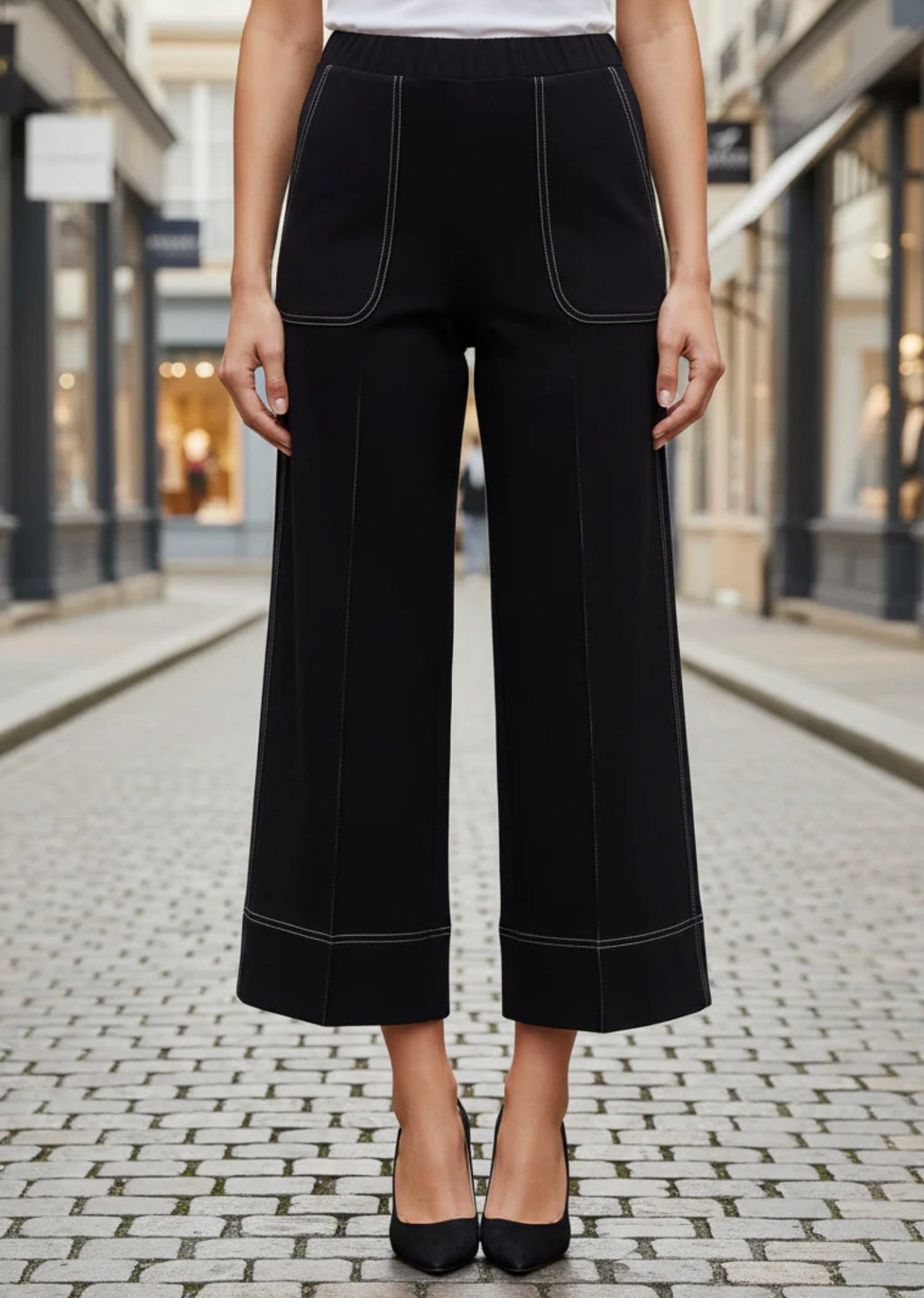 WIDE LEG PULL-ON TROUSERS