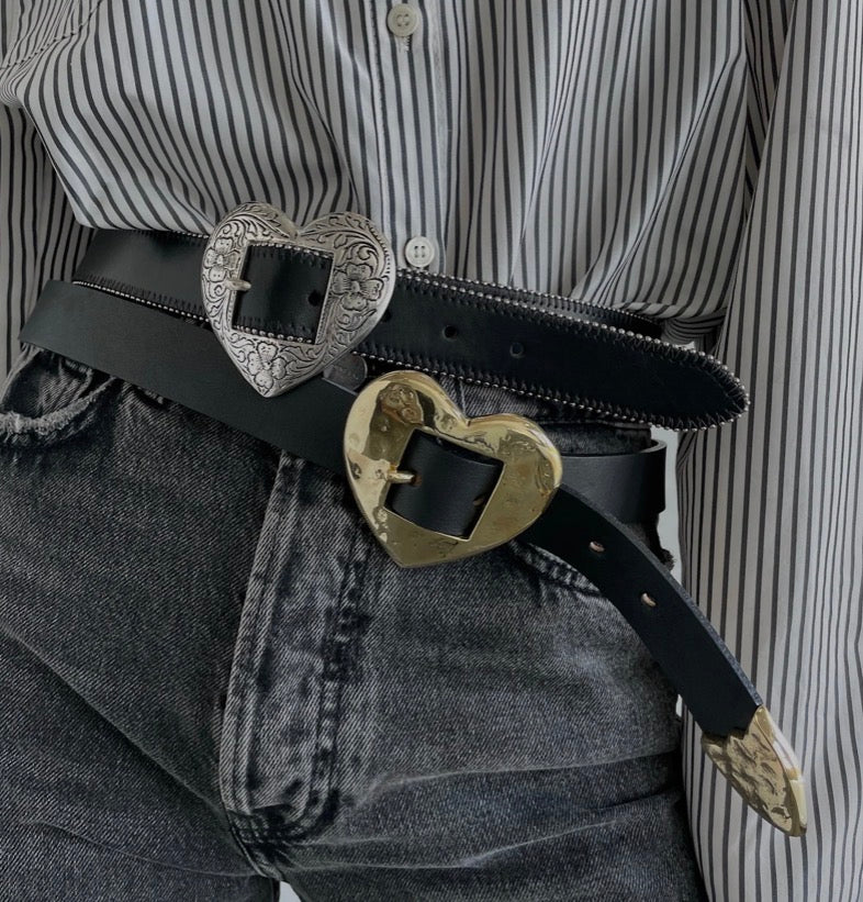 BRASS HAMMERED HEART BELT