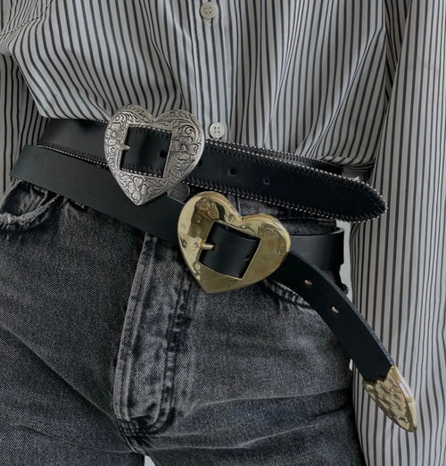 BRASS HAMMERED HEART BELT