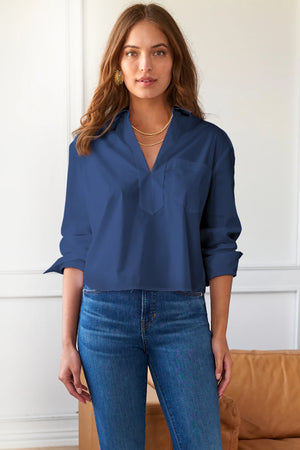 JONI POPOVER SHIRT SOLID SILKY POPLIN