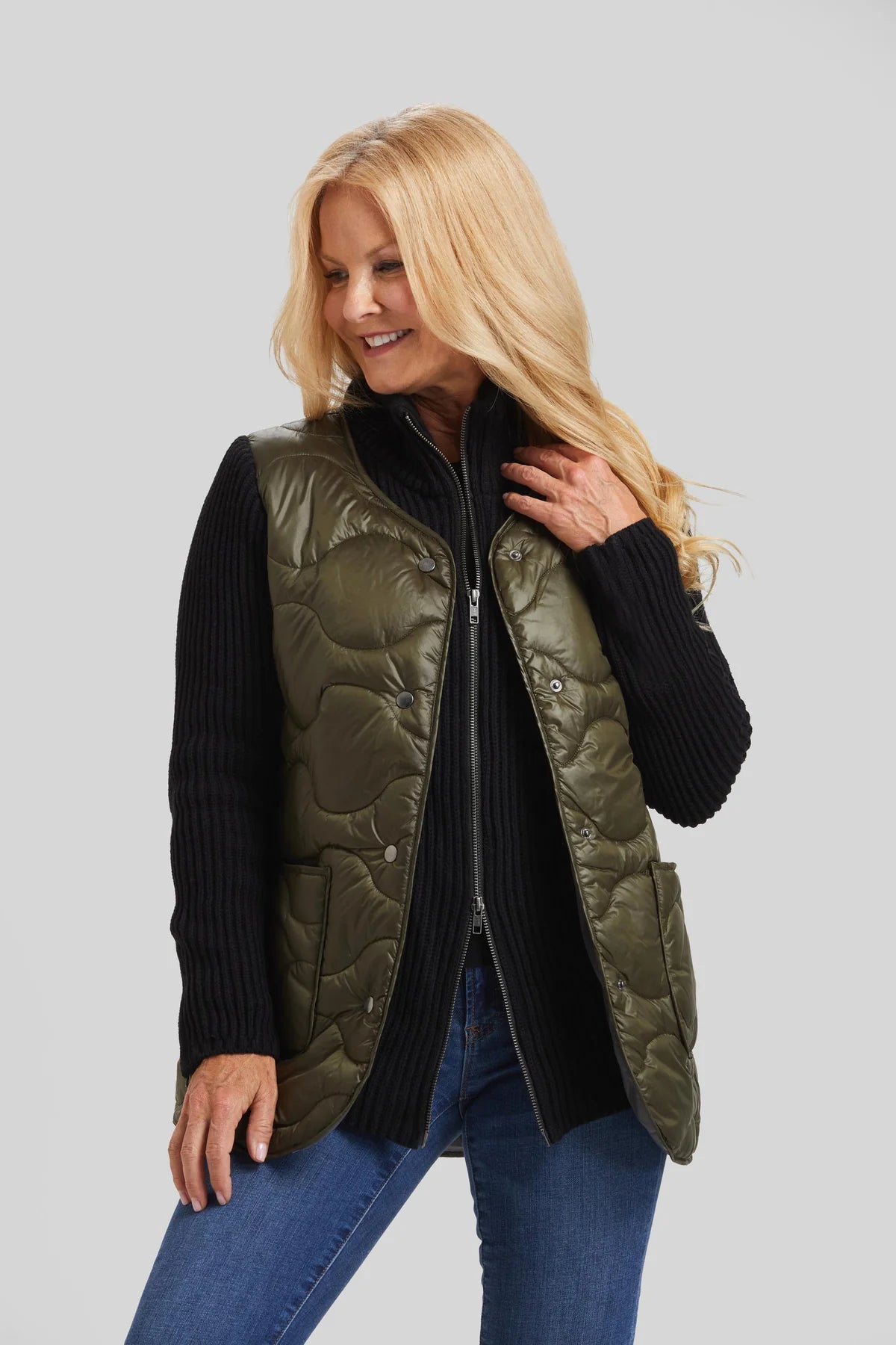 QUILTED GO TO'S QUILTED KNIT COMBO JACKET