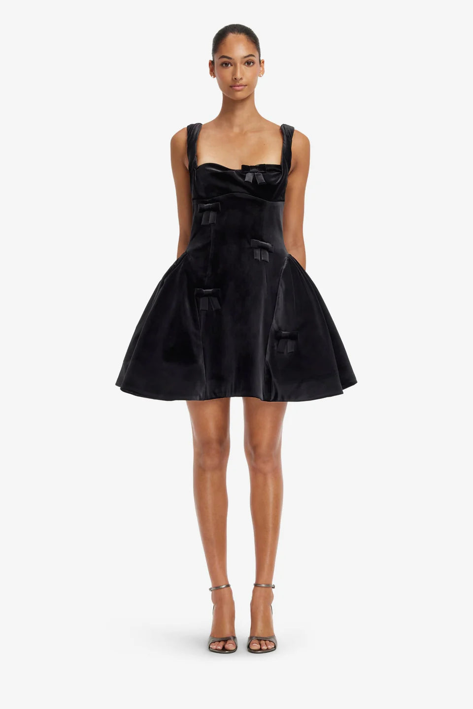 ARIEL VELVET BOW MINI DRESS