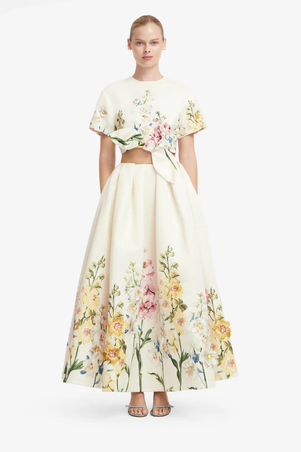 VICTORIA EMBROIDERED PUFF MAXI SKIRT