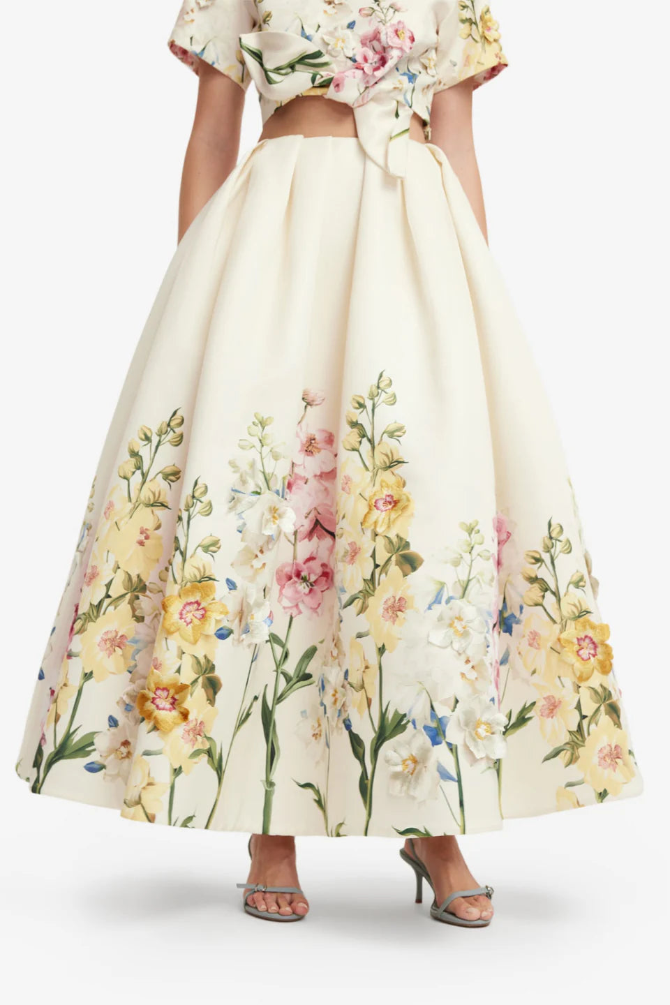 VICTORIA EMBROIDERED PUFF MAXI SKIRT
