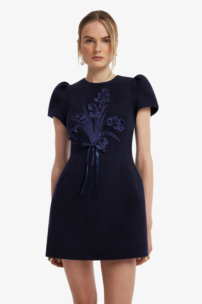 CARINA APPLIQUE TWEED MINI DRESS