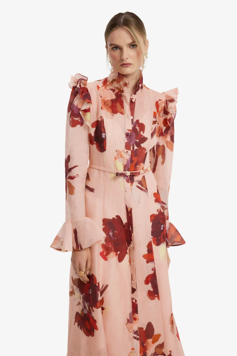 KATRINA BUTTERFLY SLEEVE MIDI DRESS