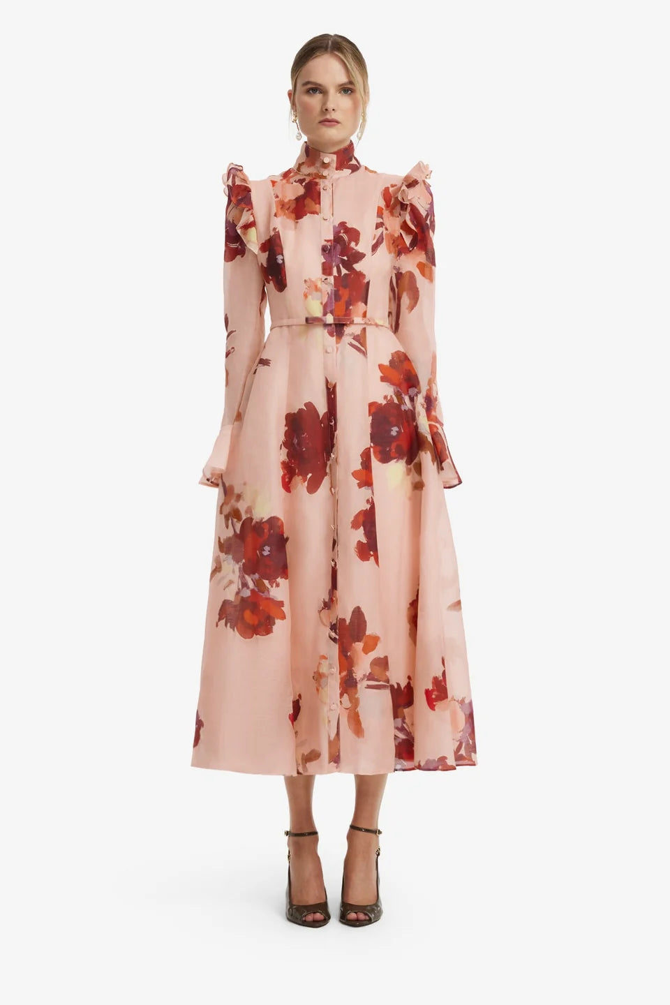 KATRINA BUTTERFLY SLEEVE MIDI DRESS