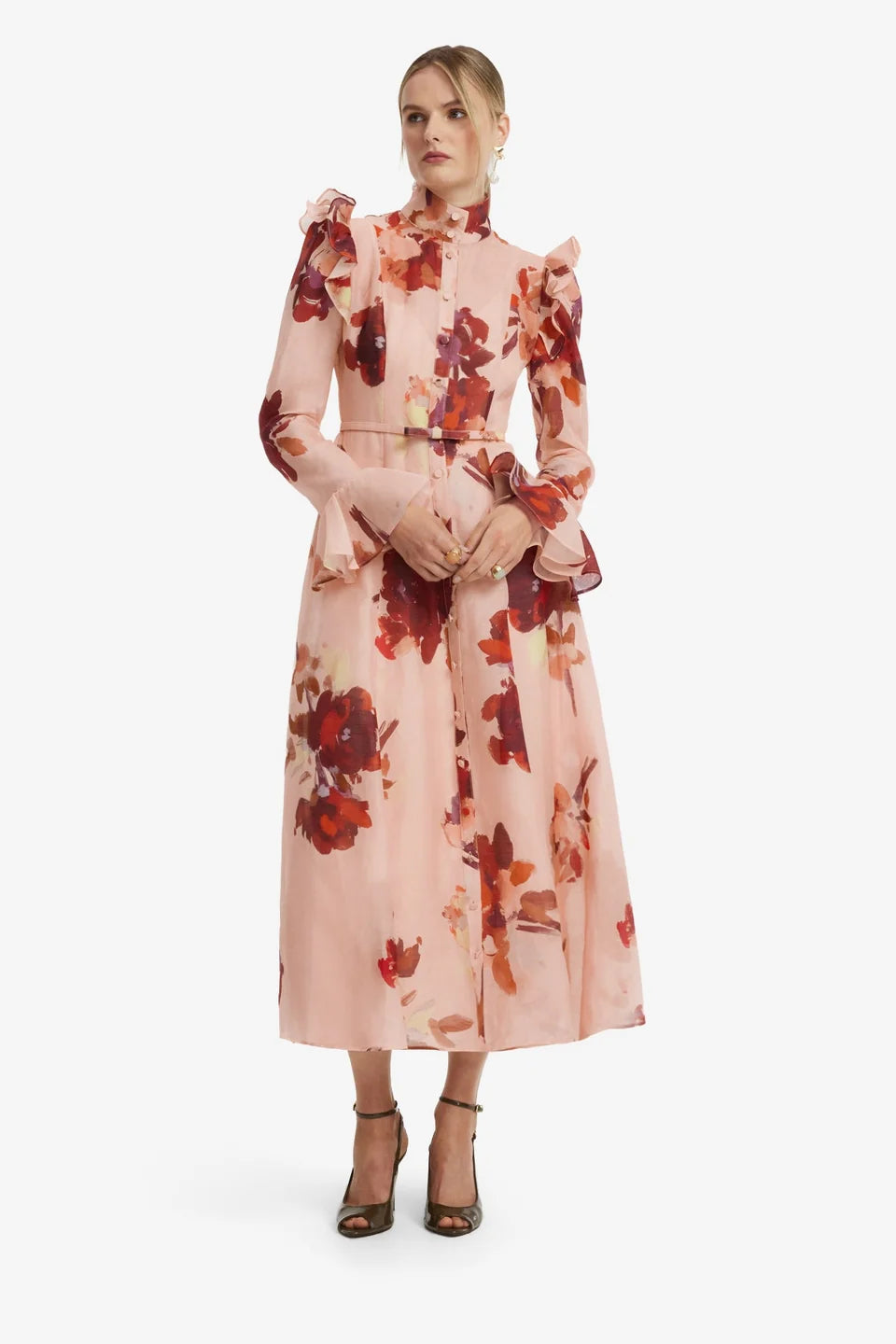 KATRINA BUTTERFLY SLEEVE MIDI DRESS
