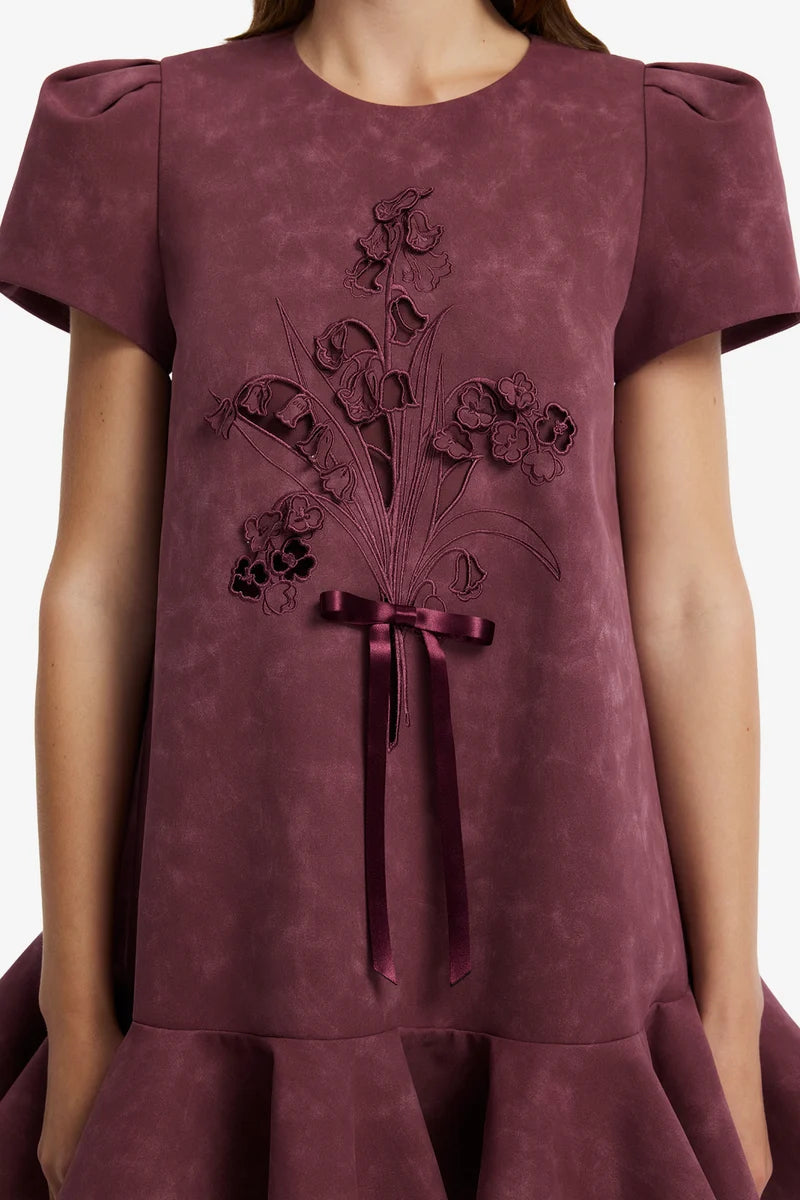 ESTHER APPLIQUÉ VEGAN SUEDE MINI DRESS