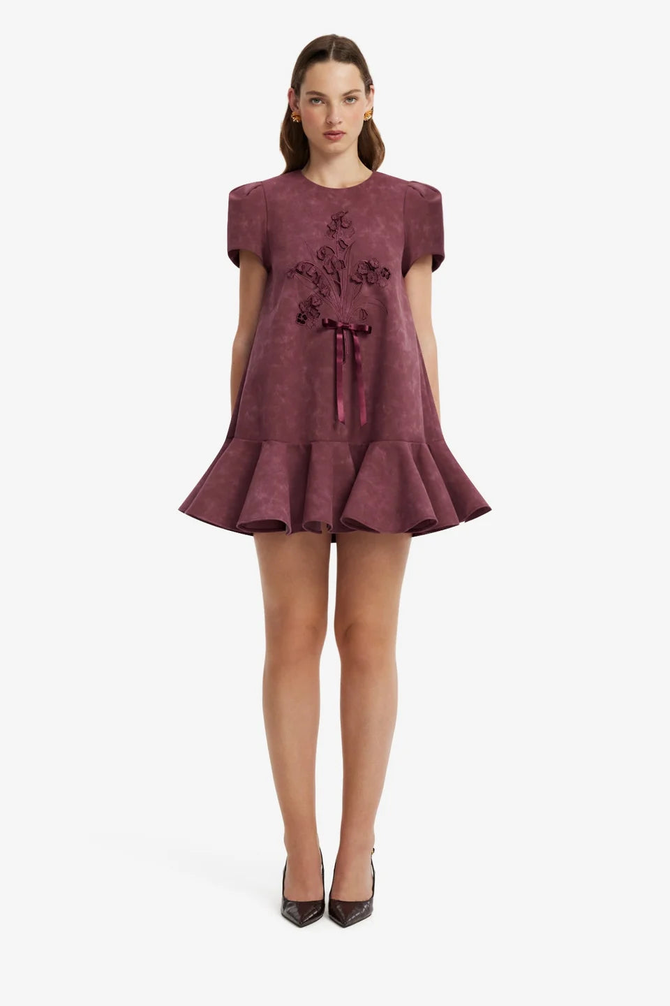 ESTHER APPLIQUÉ VEGAN SUEDE MINI DRESS