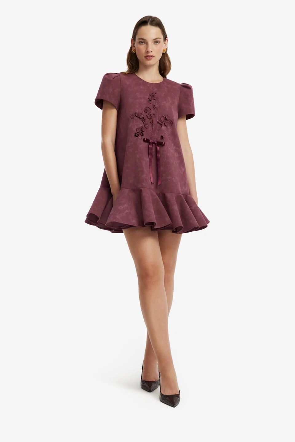 ESTHER APPLIQUÉ VEGAN SUEDE MINI DRESS
